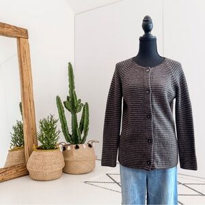 Massimo Alba Striped Button Front 100% Yak Knit Cardigan Sweater